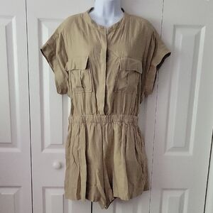GAP Tan Button-Front Jumpsuit